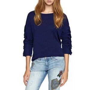 Sanctuary Leona Ruffle Tee Size XS Long Sleeve Blue Long Sleeve New